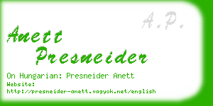 anett presneider business card